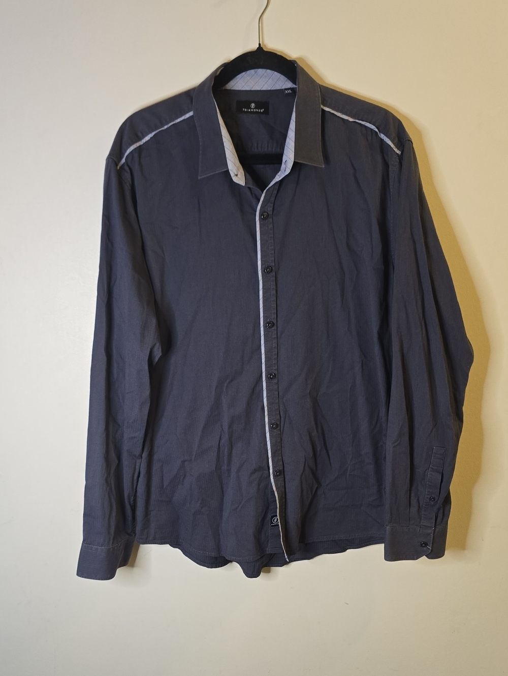 7 Diamonds Dark Grey Button Down Mens Xxl